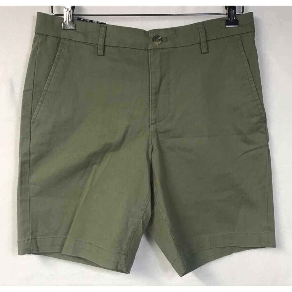 Chaps‎ Flat Front Twill Stretch Chino Shorts Olive Green Mens 30" x 9" Inseam